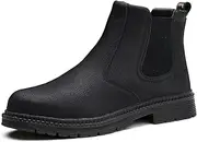[ZBVB] Steel Toe Work Boots for Men Women Slip-on Chelsea Boots, Men's Industrial Construction Shoes, Waterproof, Lightweight, Comfortable, Non-slip Safety Boots…