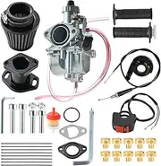 VM22 Carburetor Carb Predator 212cc carburetor GX200 6.5hp Clone Engine 196cc CT200U KT196 Moto Mini Bike Race Go Kart 212cc Carburetor With 38mm Air Filter And 26mm Inlet Pipe (Black)