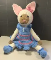 Crochet Stuffed Girl Rabbit Toy Plush Handmade Doll, 20”