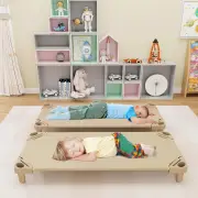 CostwayStackable Daycare Cot with Easy Lift Corner and Detachable Oxford Cloth-Beige