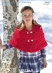 Sirdar Girls Cape Supersoft Knitting Pattern 2364 Aran