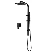 ACA WELS Black Square 8" Rain Shower Head Set Gooseneck Rail Wall Arm With Mixer Taps