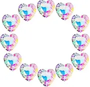 12pcs Colorful Crystal Heart Prism Suncatcher, Heart Prism Chandelier Drop Parts Window Sun Catcher Crystals Hanging Pendant, 27mm Rainbow Maker Wedding Decor