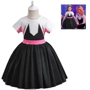 Kids Girls Cosplay Spider Gwen Dress Superhero Fancy Dress Halloween Carnival Masquerade Party Gifts - 1-2 Years