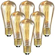 6pcs 60W Edison Vintage Incandescent Light Bulb Dimmable E26 E27 ST64 Candelabra Filament Amber Warm White for Lighting Fixture 220-240V