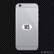 MS Mauritius Country Code Oval Cell Phone Sticker Mobile Mauritian euro