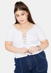 [dELiA*s by Dolls Kill] Lux Taken Advice Lace-Up Crop Top