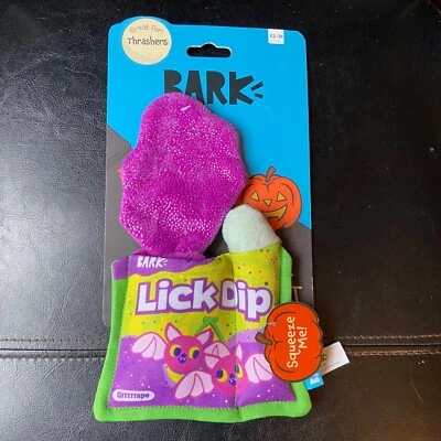 Bark Box Purple Bark Lick Dip Crazy Crinkle Squeaky Dog Toy XS-M Halloween