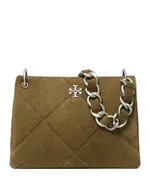 Tory Burch Kira Suede Diamond Quilted Hobo Bag