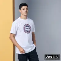 在飛比找Yahoo奇摩購物中心優惠-JEEP 男裝 純棉休閒LOGO短袖T恤-白色