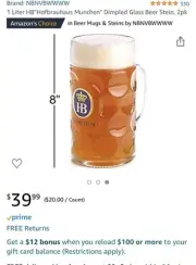 NEW CASE OF 6 HB HOFBRAUHAUS MUNCHEN DIMPLED GLASS BEER STEIN 1L 1 Liter
