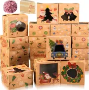 60 Pcs Christmas Cookie Box for Gift Giving Holiday Bakery Treat Boxes with Wind