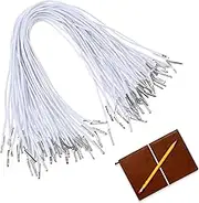 THXFUNAREA Elastic Barb Cord, Pack of 50, Rubber Cord with Metal Barb Closure, Round White Hat Rubber Cord for Hats, Blindfolds, Masks, Notebooks, Day, Gift Bags