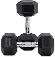 15 kg Body Iron Commercial Rubber Hex Dumbbell Pair - Solid Cast Iron Core, Ergonomic Rubber Coating, Non-Slip Grip, Ideal for Home and Gym Workouts