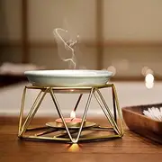[Violetpos] Stylish Romantic Ceramic Aroma Lamp Aroma Diffuser Tealight Candle Holder Oil Burner Gold