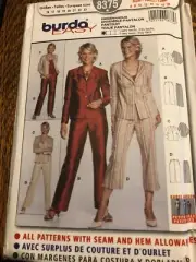 BURDA #8375 - LADIES DAY/EVENING JACKET - PANTS & CAPRI PANTS PATTERN 6-20 FF