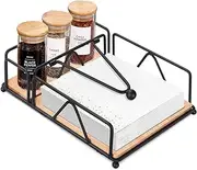Napkin Holder, Black Napkin Holder for Kitchen Table, Stainless Steel Napkin Tray, Tissue Holder with Weighted Arm, Napkin Holder for Party Kitchen (Black)