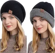 [TBSCWYF] Beanie Hat Men Winter Hats Thermal Trawler Beanie Hats Soft Classic Knitted Cuffed Beanies Gifts for Men Beanie Hats for Women Winter Hats with Thick Warm Fleece Lining Thermal Knit Beanie Hat