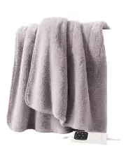 [Sunbeam] Feel Perfect Sherpa Fleece Heated Throw in Warm Grey