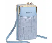 PU new mobile phone bag female embossed crocodile pattern large diagonal zipper mobile phone wallet
