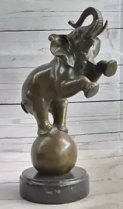 Bronze Sculpture, Hand Made Statue Signed Bugatti Laughing Elephant Symbol Deal