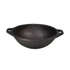 Pre-seasoned Cast Iron Deep Kadai Wok with Loop Handles 11 inch 3.5 Litre