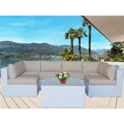 Majeston 6 Seat Modular Outdoor Lounge Set in White