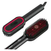 Hair Straightener Brush - Upgraded Ionic Plus Straightening Brush with Black
