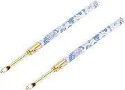 NUOBESTY 2pcs Embroidery Needle Stitch Adults Needles for Sewing Cross Punch Needle Embroidery Accessories Needle Threader Embroidery Hoop Tools Embroidery Making Kit Blue