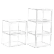 5 Pack Clear Stackable Shoe Organizer Box with Lids, Acrylic Shoes Box with