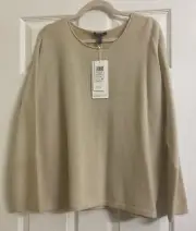 NWT $398 Eileen Fisher Soft White Lofty Recycled Cashmere Bateau Neck XL