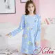 【Kilei】Q版乳牛插畫牛奶絲長袖連身裙睡衣XA3569-01=02(愜意藍)全尺碼