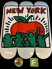 SUPER RARE Keith Haring Big Apple New York Skateroom Skateboard Deck FULL SET