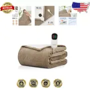 Full Size Sherpa Heating Blanket - 10 Heat Levels & Auto-Off for Cozy Comfort