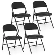 Costway 4x Folding Chair Padded Stackable Metal Frame Party Chairs Set w/PVC Leather Home Wedding