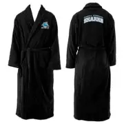 Cronulla Sutherland Sharks NRL Adults Fleece Dressing Gown Bath Robe One Size