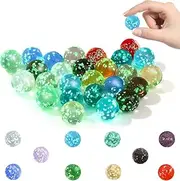 Glow-in-The-Dark Glass Marbles, Glow-in-The-Dark Glass Marbles, 10-Piece Set with Colourful Speckled Marbles, Luminous Marbles for Marble Track Games, DIY Projects or Home Decoration Marbles for