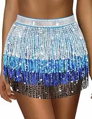 [Generic] Women's sexy sequin fringe hip scarf, Halloween belly dance performance costume