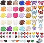 JIEYUMAO 76Pcs Butterfly Flowers Iron On Patches, Multicolor Embroidered Iron On Patches, Rose Heart Butterfly Flower Applique Patches Sew On Embroidered Patches for Clothes Jeans Hats