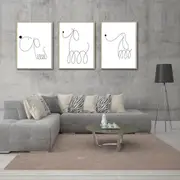 LINE ART DOGS 3 sets Canvas Wall Art