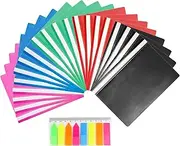 Artmitz A4 Two-Prong Document Organizer Folder Set - 20 Pack, Plastic Project Folders with Prongs, Includes 100 Sheets of Sticky Labels for Document & File Classification (Combination B)