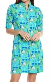 NWT Ladies IBKUL NADIA JADE LIME Ruched Elbow Sleeve Mock Golf Dress M & L