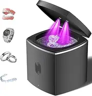 [Anraye] Ultrasonic Retainer Cleaner for Dentures - Sonic Denture Cleaner Machine for Mouth Guard Retainer Washer Sliver Jewelry Ring Brace Toothbrush Head Jewelry 43kHz Dental Tools Black