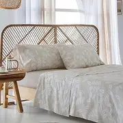 COTTON ARTean Organic Cotton Beige Batan Bedding Set for 105 x 190/200 cm Bed + Flat Sheet + 1 Pillowcase + Fitted Sheet 100% Organic Cotton GOTS Certified