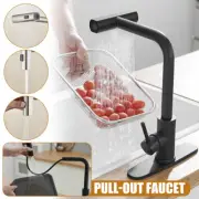 Waterfall Kitchen Sink Faucet Swivel Single Handle Black Pull Down/Out Mixer Tap
