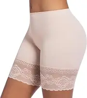 [ONEW] Underpants Women's Underskirt Shorts Anti Chafing Cycling Shorts for Dress Anti Chafing Lace Slip Shorts Breathable Panty Underwear, Beige, Large