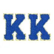 Chenille Letter Patches 2.2" Letter K Embroidered Patch (Blue, Pack of 2)