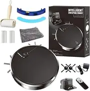 Smart Dual-Mode Robot Vacuum, Smart Robot Vacuum and Mop Combo 2 in 1, Strong Suction Power, Auto Recharge, App & Remote Control, Ultra-Slim Quiet for Hard Floor, Carpet, Pet Hair (Black)
