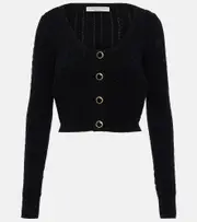 [Alessandra Rich] Alessandra Rich Cable-knit wool cardigan AU 8 black