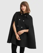 [Belle & Bloom] On My Mind Wool Blend Cape - Black